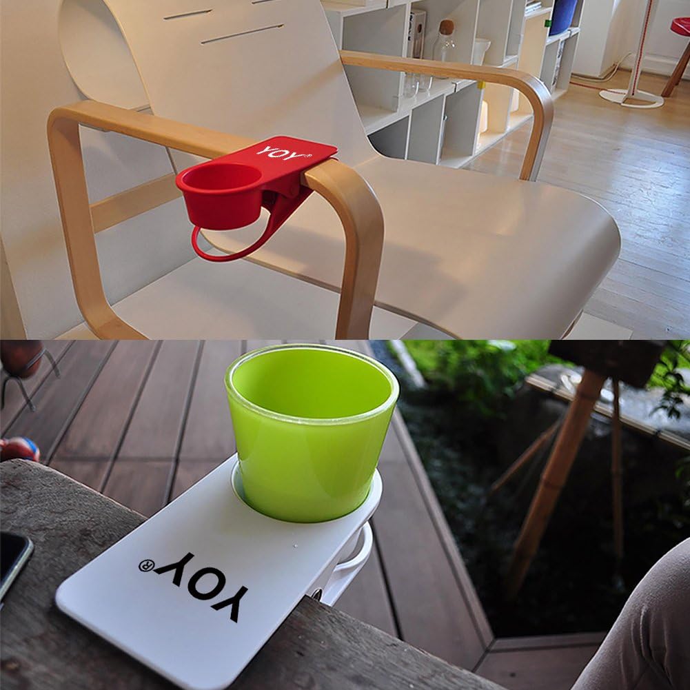 YOY Drink Cup Holder Clip - Table Desk Side Water Glass Beer Bottle Beverage Soda Coffee Mug Holder Cup Saucer Clip Design for Home Office, Black