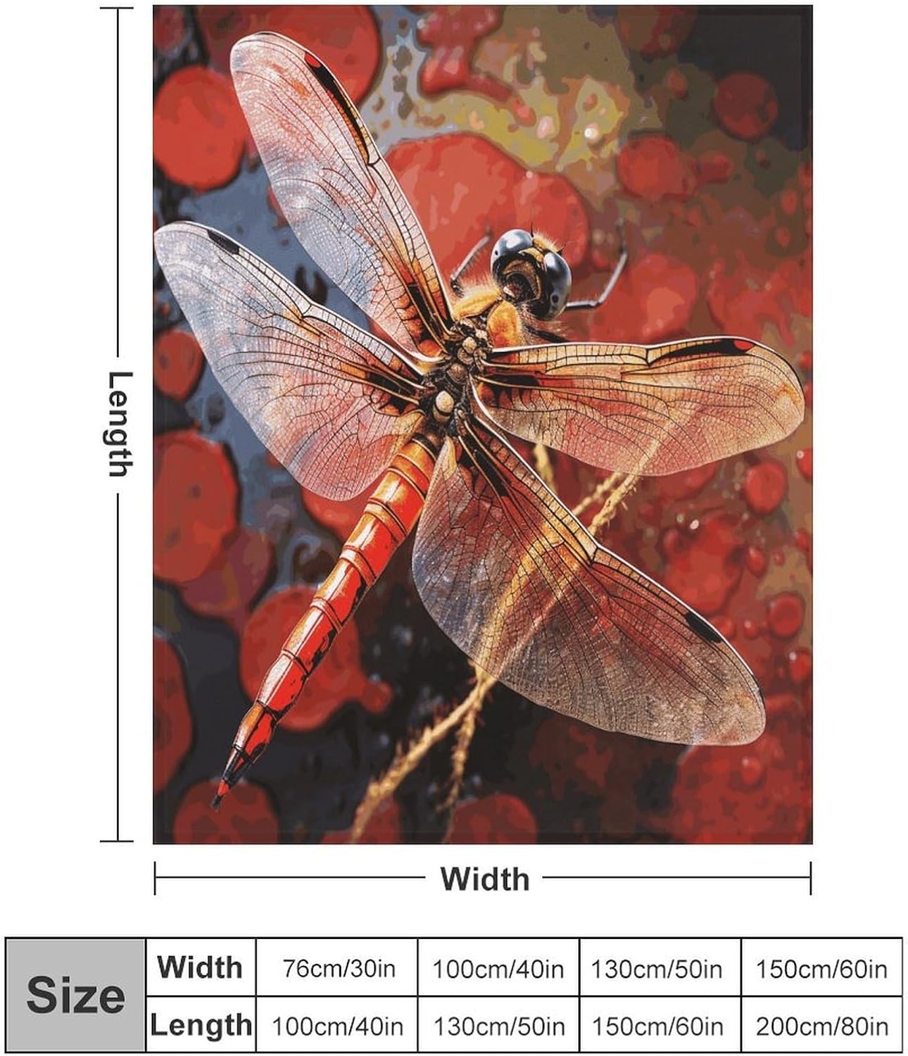 Red Dragonfly Blanket Super Soft Lightweight Throw Blanket Cute Cozy Warm Bed Blanket Decorative Fuzzy Blanket All-Season Home Decor Gift for Sofa Couch Living Room 50"*60"（130 * 150cm）