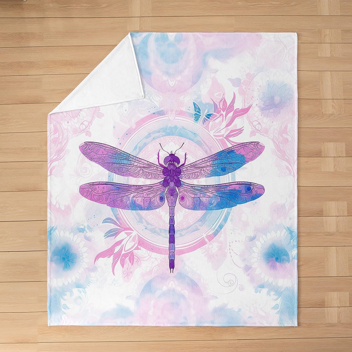Feelyou Dragonfly Fuzzy Blanket Queen 90"x90" Boho Exotic Flannel Fleece Throw Blanket for Sofa Couch Bohemian Decor All Season Bed Blanket Plush Blanket