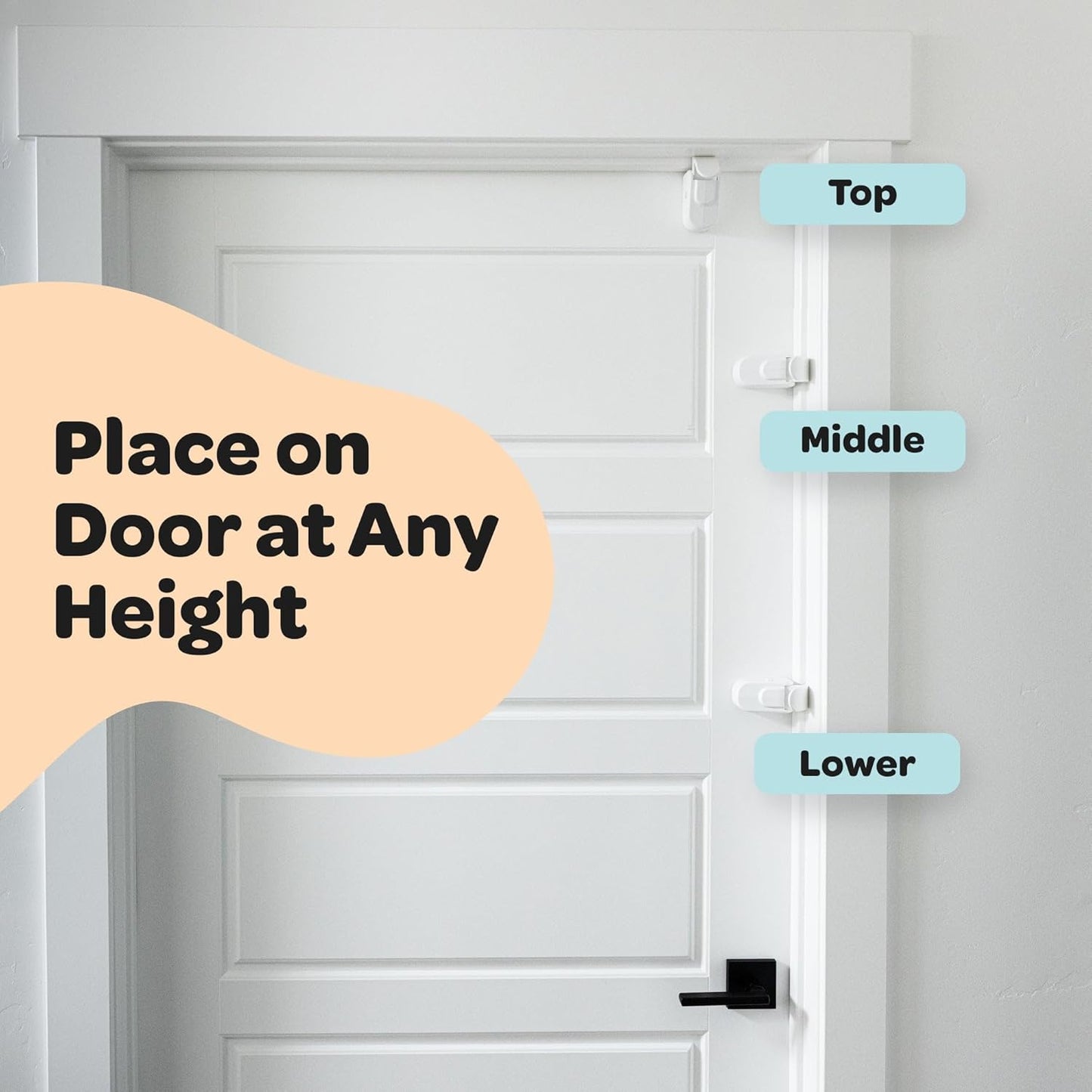 Huglock - The Snap-On Door Lock Kids Can't Reach or Defeat - No Tools or Adhesives Required - Works With Door Knob, Lever or Handle - Childproof Safety Locks are Toddler, Baby and Child Proof (1 Pack)