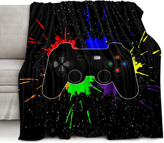 lirs Bedding Gaming Throw Blanket 60" x 50’’ Super Soft, Fleece, Gamer Gift for Couch Sofa for for Kids Boys Teens Video Game (MT-A01, 60’’x50)