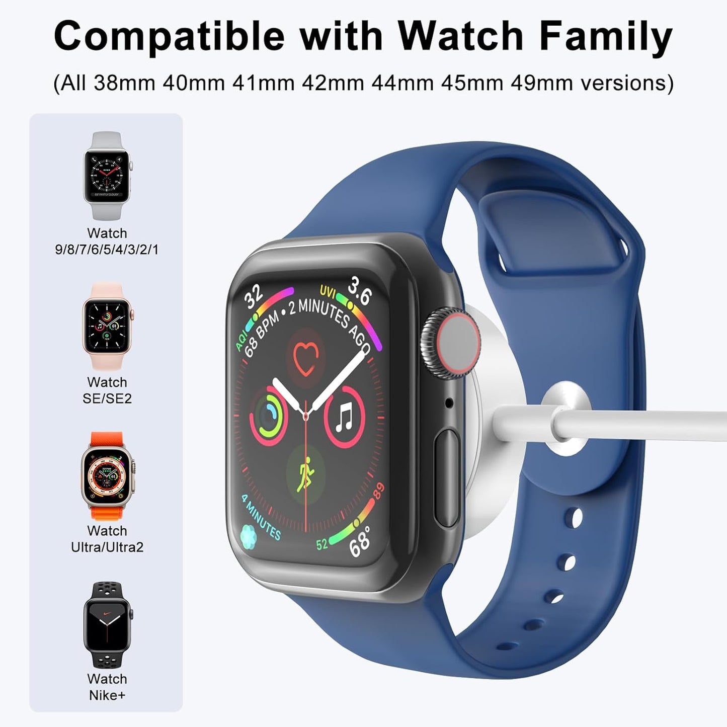 2Pack Upgraded for Apple Watch Charger USB Magnetic Wireless Fast iWatch Charger Portable Compatible with iWatch Ultra/Series 11/10/9/8/7/6/SE/SE2/5/4/3/2/1-[3.3FT]