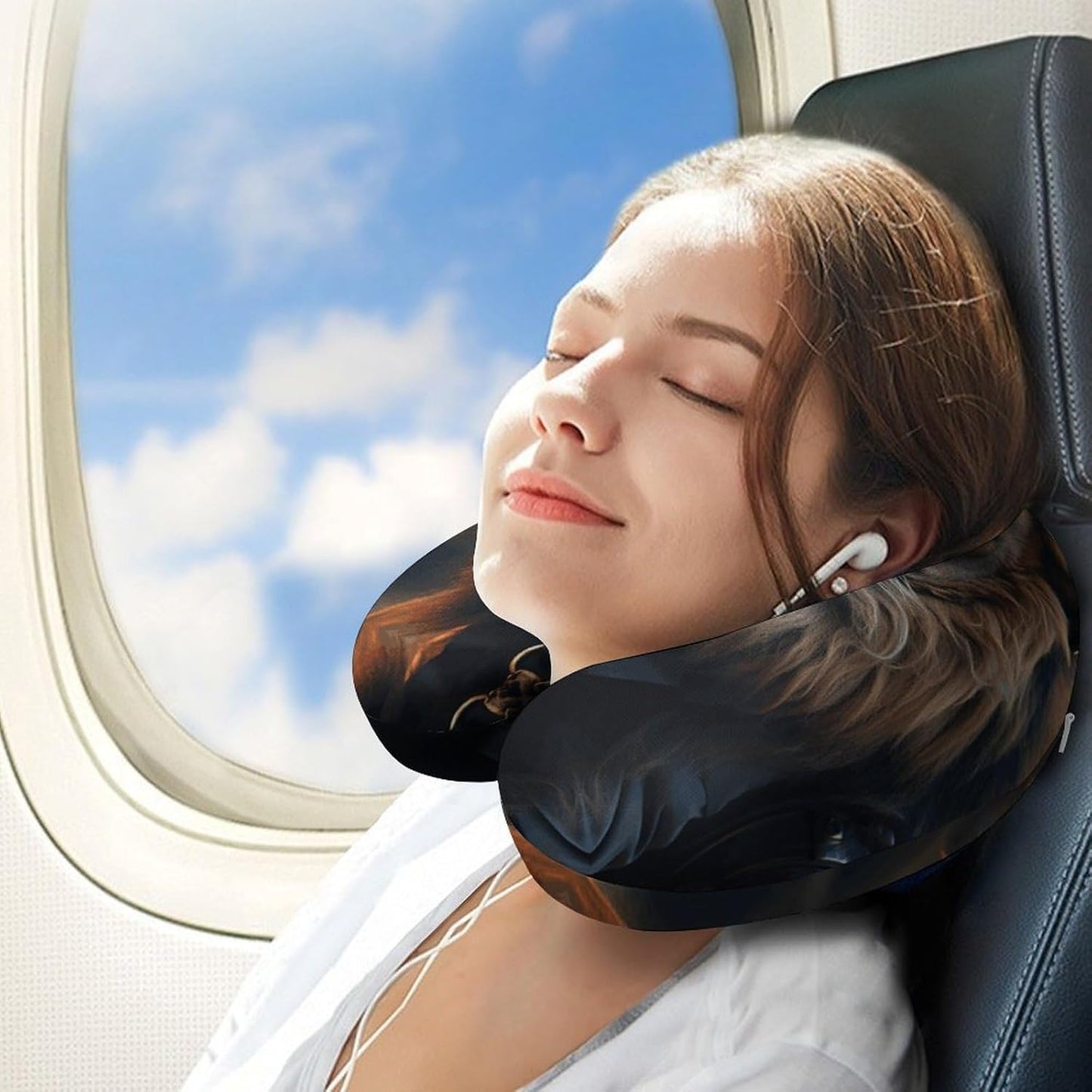 SciFi Lion Neck Pillow Memory Foam U Shaped Pillows Portable Pillows for Shoulder Travel Head Support Pillow with Concealed Zipper for Airplane Car Home Office