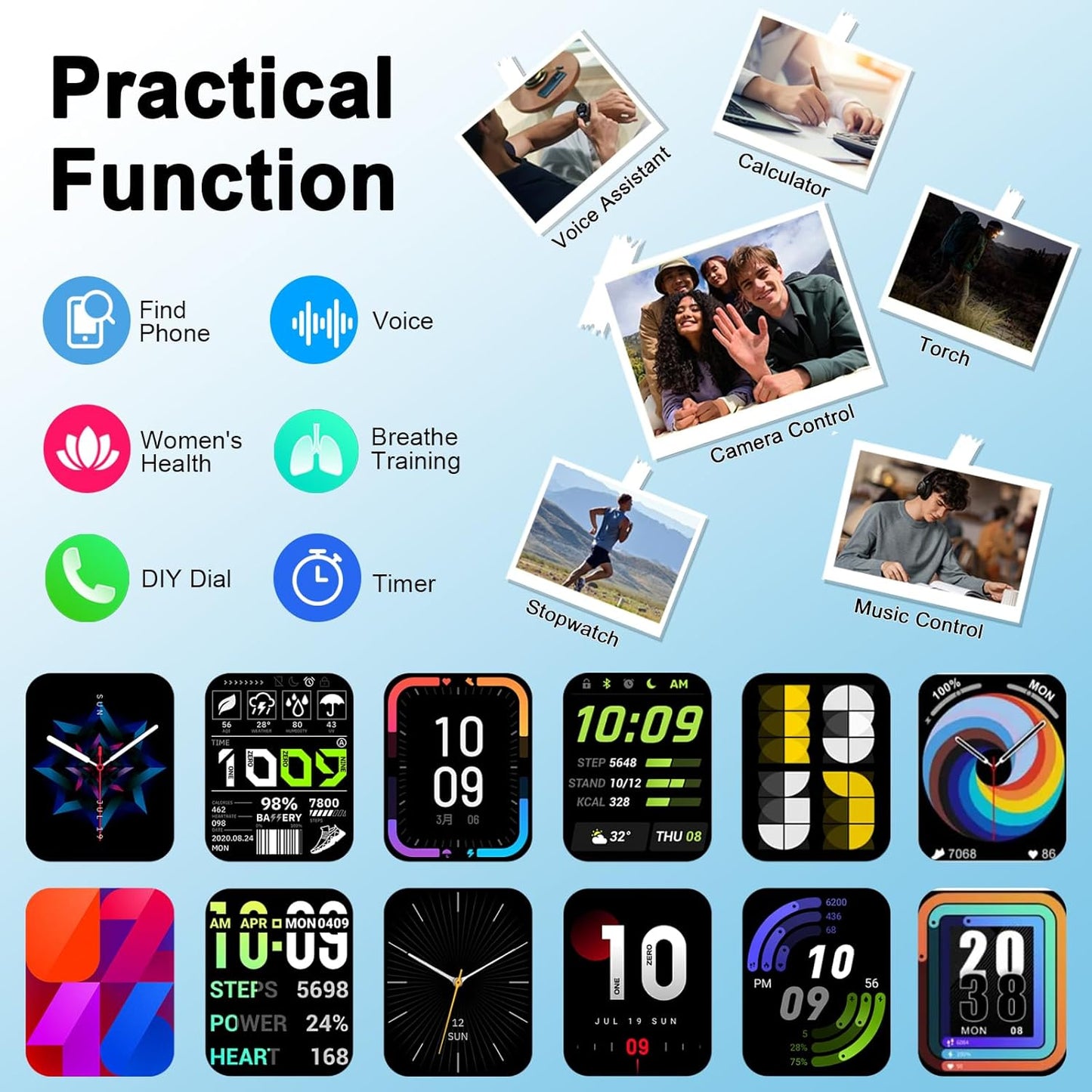 Smart Watch(Answer/Make Call), 1.91" Smartwatch for Men Women, 2026 Fitness Watch with 110+ Sport Modes, Fitness Activity Tracke with Pedometer/Sleep Monitor/Heart Rate/IP68 Waterproof,for Android iOS
