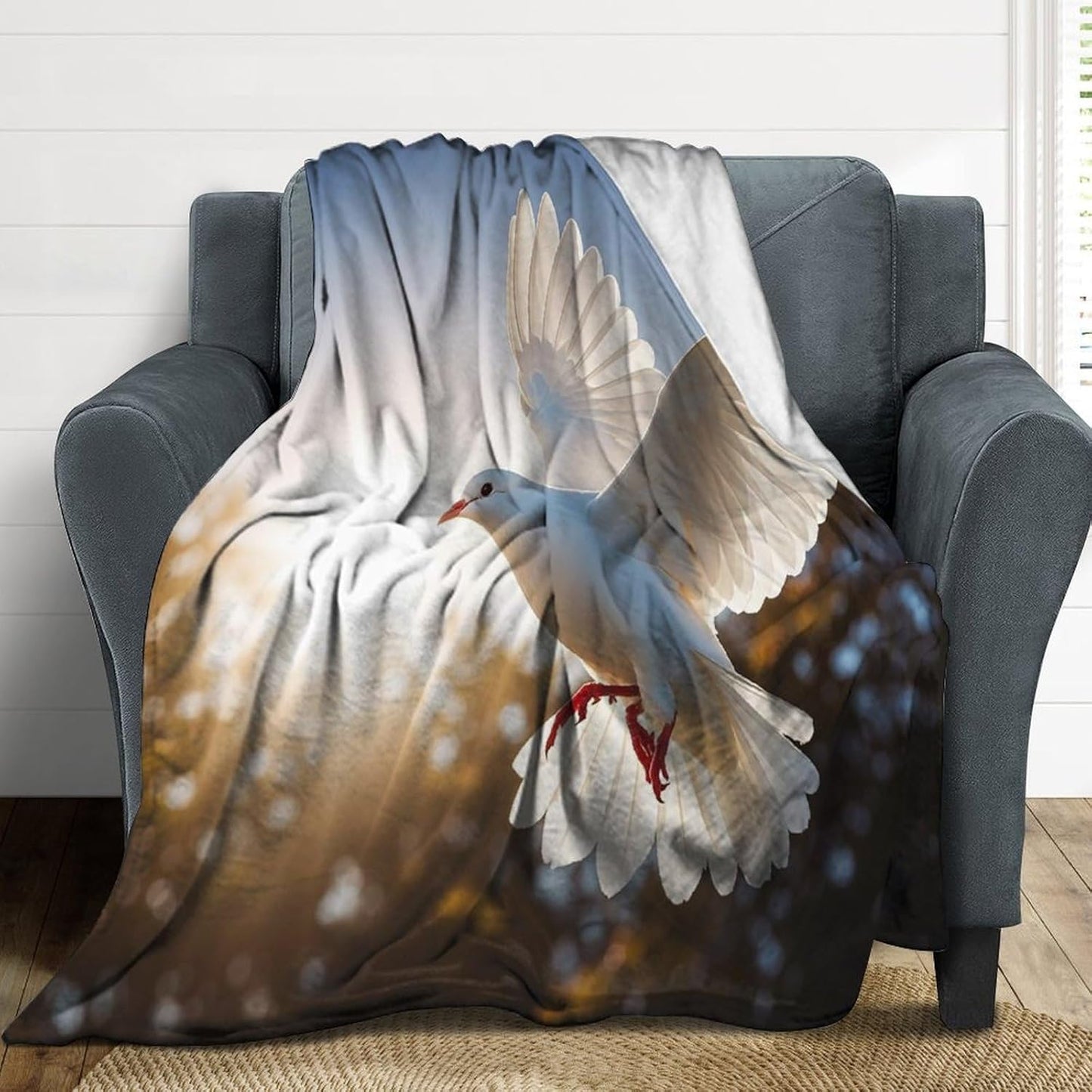 White Dove Flying in The Sun Blanket Super Soft Lightweight Throw Blanket Cute Cozy Warm Bed Blanket Decorative Fuzzy Blanket All-Season Home Decor Gift for Sofa Couch Living Room 30"*40"（76 * 100cm）