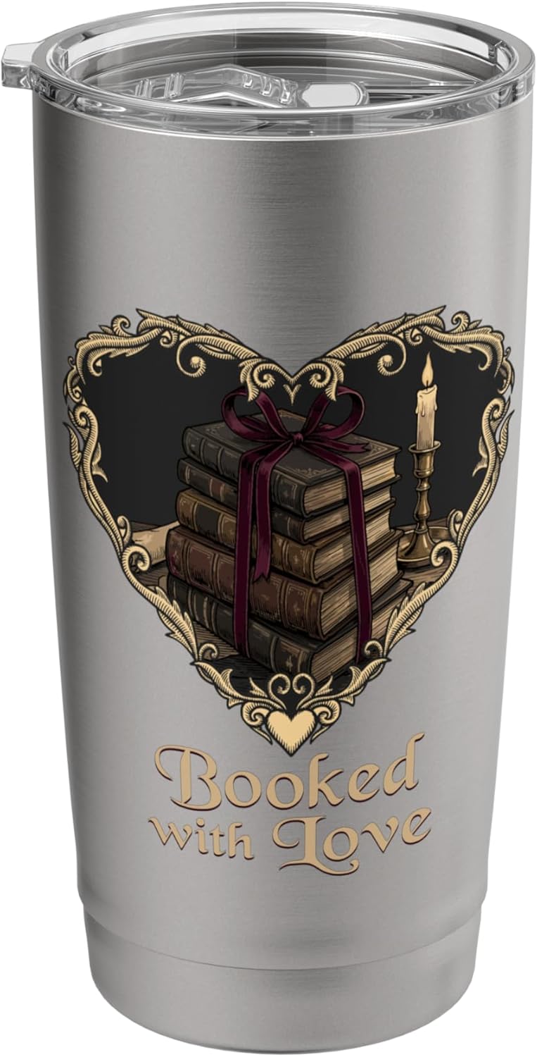 Booked with Love Romantic Reader Dark Academia Aesthetic Stainless Steel Insulated Tumbler