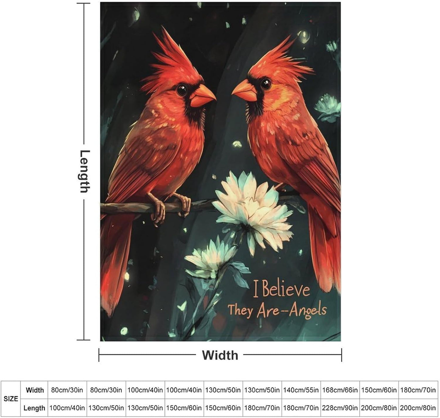 Cardinal Birds Throw Blanket for Couch Bed Plush Cozy Fuzzy Flannel Blanket for All Season 55"x70"