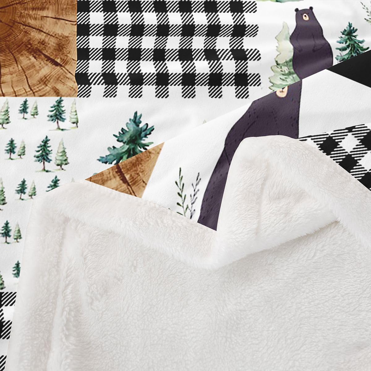 Erosebridal Kids Rustic Black & White Animal Print Throw Blanket, 50"X60", Microfiber with Sherpa, Easy Care, Perfect for Camping, Napping & Reading