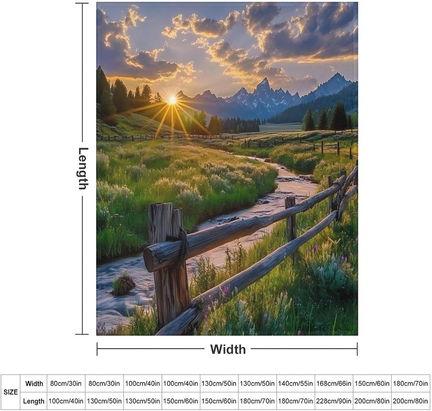 Sunset Grand Teton Landscape Throw Blanket for Couch Bed Plush Cozy Fuzzy Flannel Blanket for All Season 50"x60"