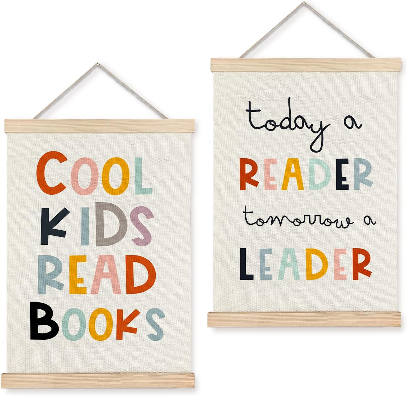 LUVADIAN Cool Kids Read Books Poster Hanger Frame, Classroom Wall Decor, Reading Corner Decor for Classroom, Reading Nook Decor, Kids Wall Decor, Reading Posters for Classroom, 12x16 Inches Set of 2