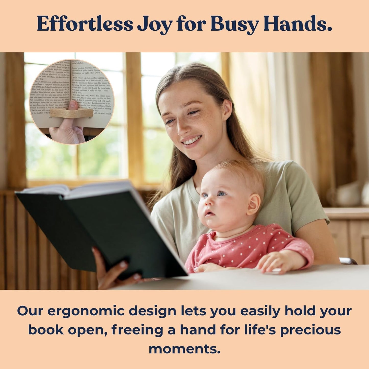 3 Piece Set: Ergonomic Wood Book Page Holder & 2 Magnetic Bookmarks - Thumb Book Opener - Ideal Reading Accessories & Gifts for Book Lovers