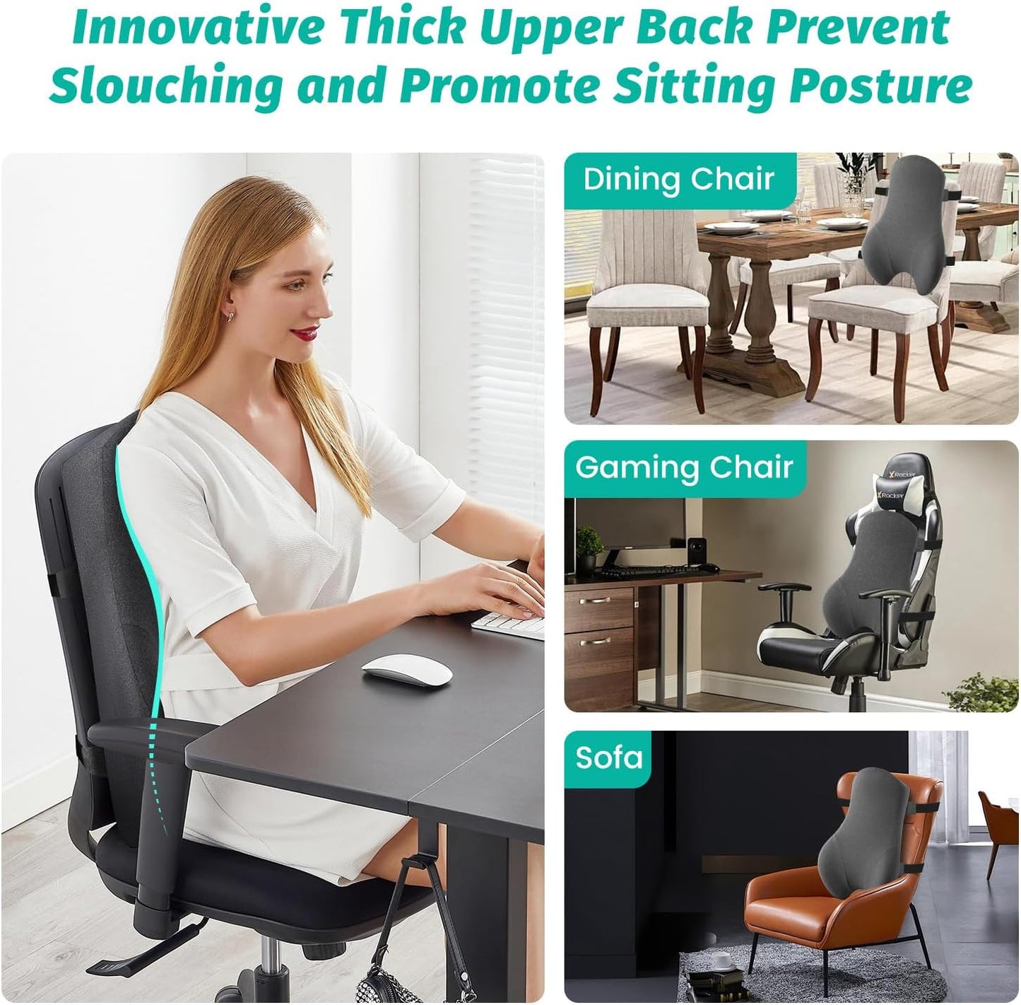 High Back Support for Office Chair Fully Support Entire Back for Comfort,Pain Relief and Posture Improved- Memory Foam Lumbar Support Pillow for Office Chair,Recliner
