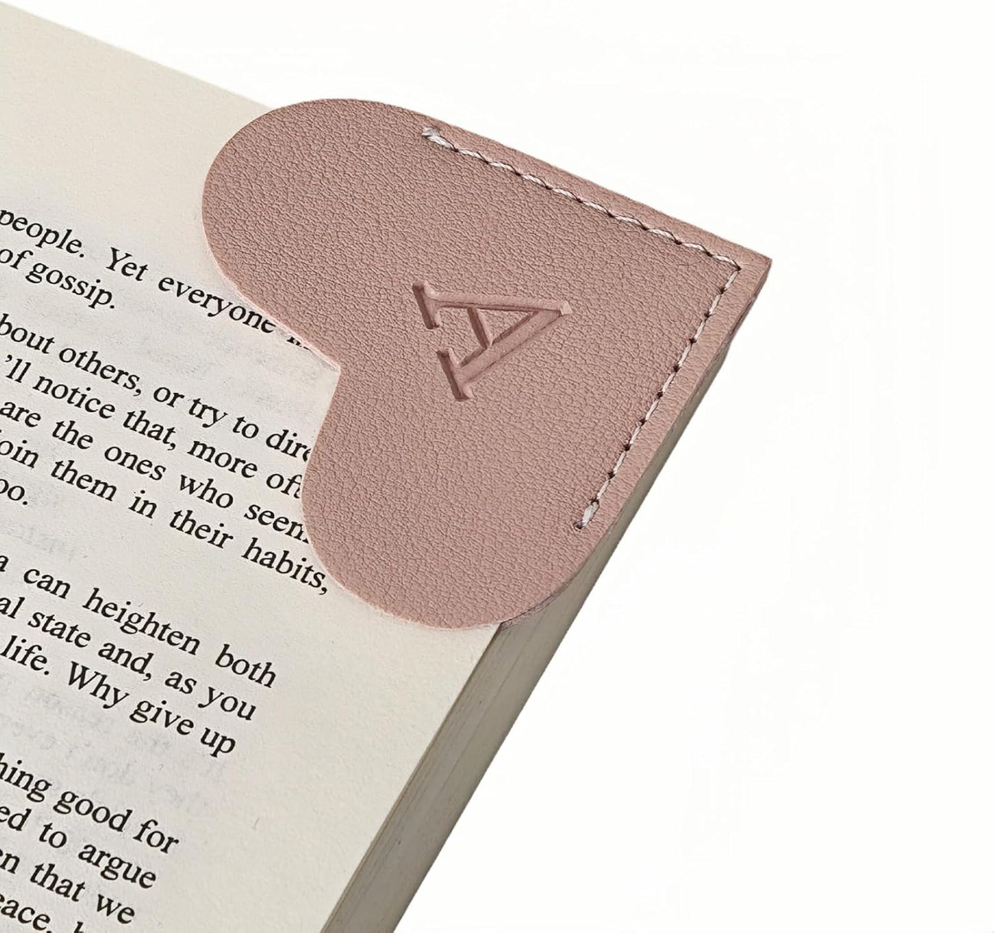 Personalized Leather Heart Bookmarks with Initials, 26 Letters Custom Corner Book Mark for Reading Women,Teacher, Student, Book Lovers Book Marker, Meaningful Gifts (Red+Pink,A)