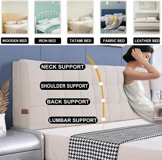 Reading Pillow Rectangle Headboard Cushion,Solid Color Wall Support Pillowboard Large Upholstered Bedside Backrest Removable Lumbar Positioning Bolster,Pink,Paste/79x23x4In