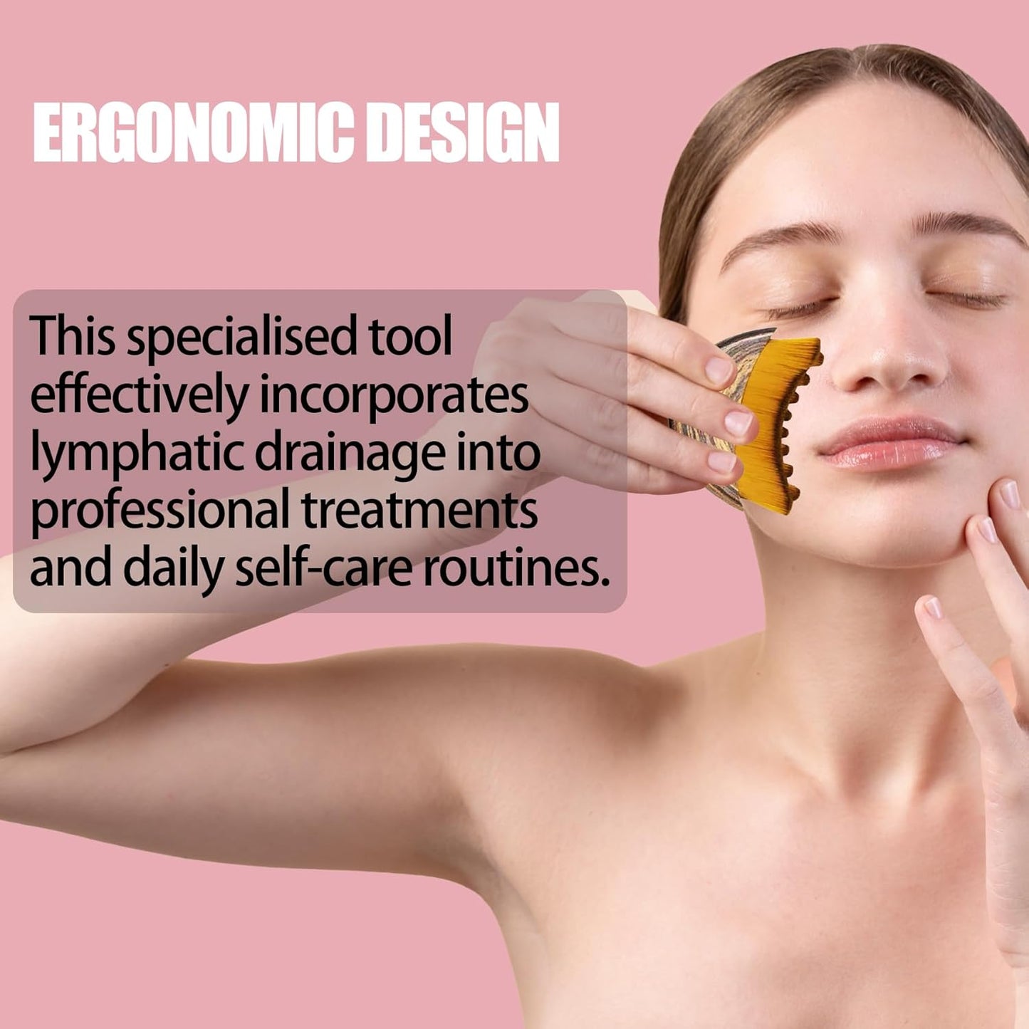 Lymphatic Contour Face Brush Lymphatic Drainage Massager Double Chin Reducer Lymphatic Drainage Brush for Face,Ergonomically Designed to Fit The Skin Precisely and Relieve Fatigue (Brown)