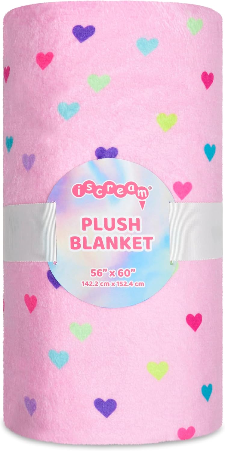 iscream Love-ly Print Silky Soft Plush 56" x 60" Fleece Throw Blanket - Heart Confetti
