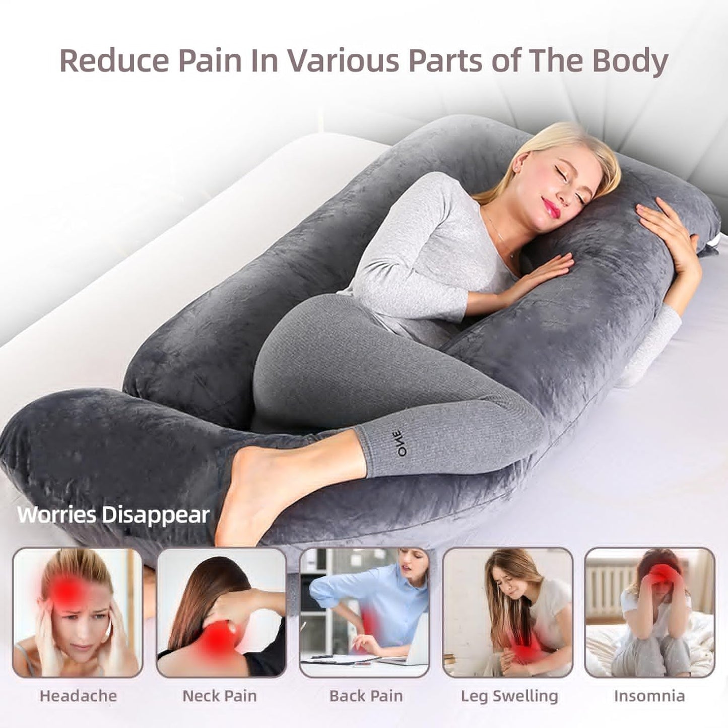 60 Inch Full Body Pregnancy Pillows for Sleeping Cooling Pregnancy Pillow,U Shaped Pregnancy Body Pillow,Maternity Pillows for Pregnant Women with Removable Washable Velvet Cover.(Black)