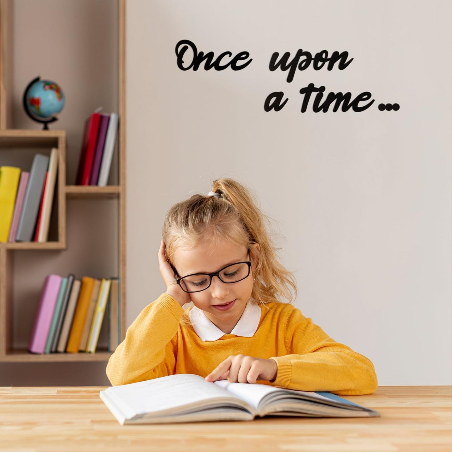 Once Upon a Time Sign Nursery Decor Black Once Upon a Time Wood Sign Wall Decor for Reading Corner Kids Room Family Bookshelf Home Décor Birthday Present DIY Decoration (Black, Medium)