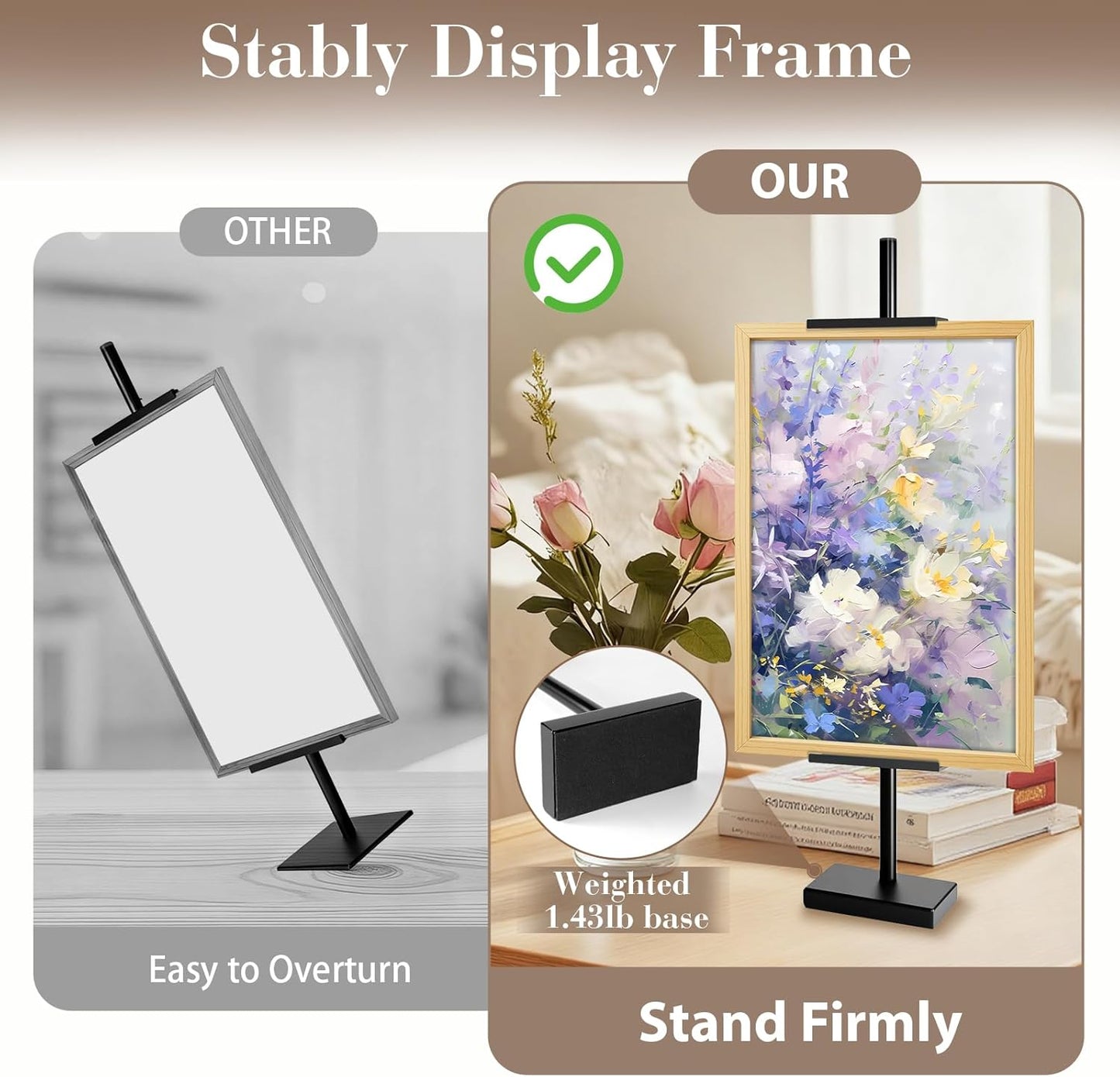 AZEAM Tabletop Easel Stand, Adjustable Poster Stand for Frames up to 29" , Black Metal Standing Easel Display Stand for Art Signs Photos, Framed Artwork Display Easel Stands for Home Events
