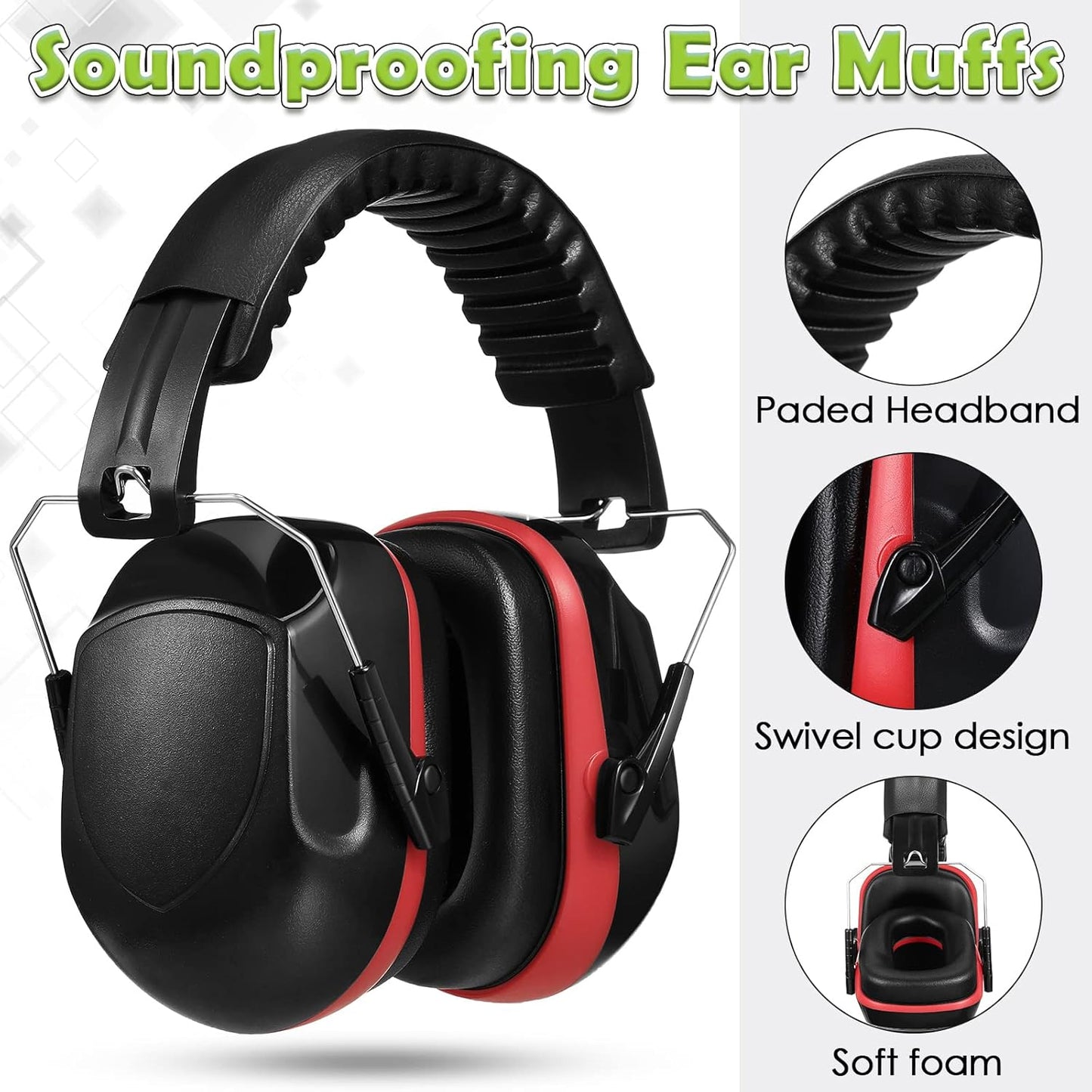 Xuhal 9 Pcs Ear Protection Earmuffs, Adjustable NRR 28dB Noise Reduction Headphone for Shooting Mowing Noise Cancelling