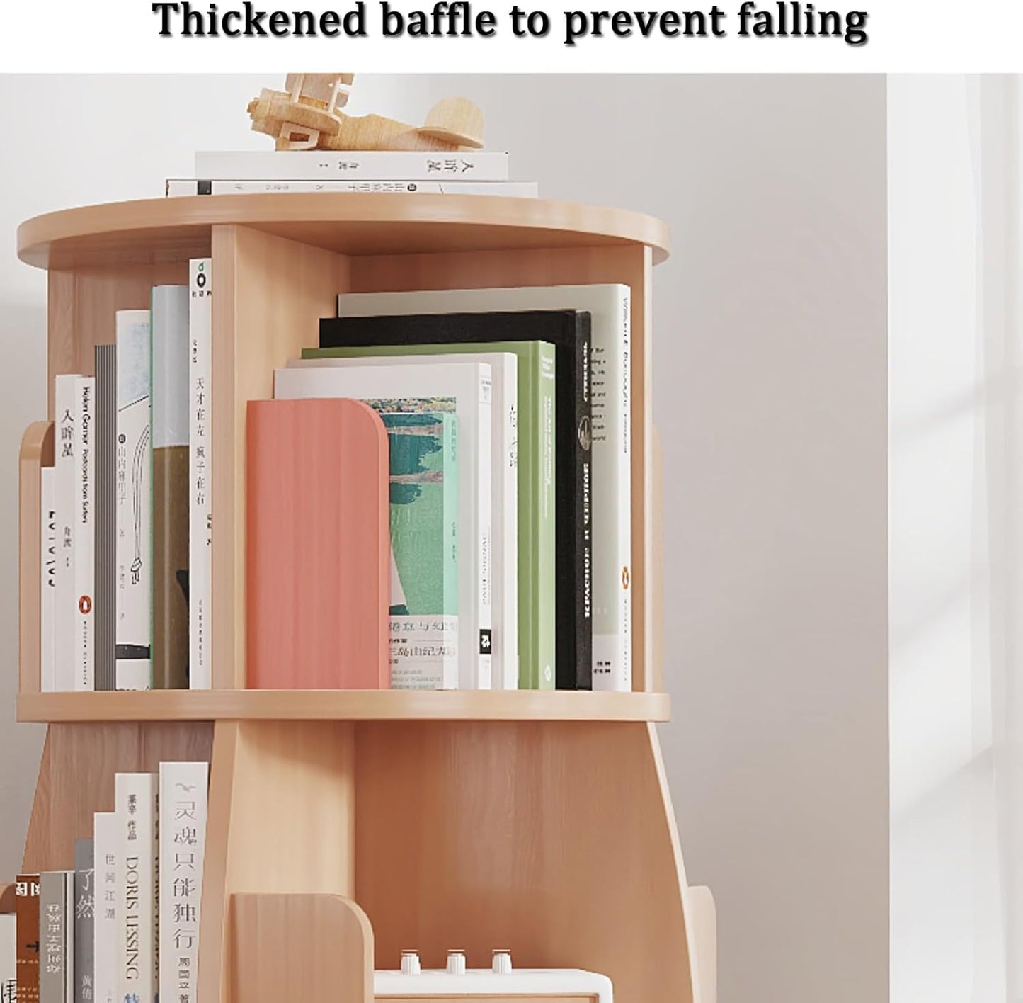 YVYKFZD Rotating Bookshelf, Wood Revolving Bookcase Tower, 360° Corner Display Storage Rack, Floor Standing Narrow Book Shelf Organizer, for Small Space, Bedroom, Living Room(White A,2 Tier H 66cm/25.