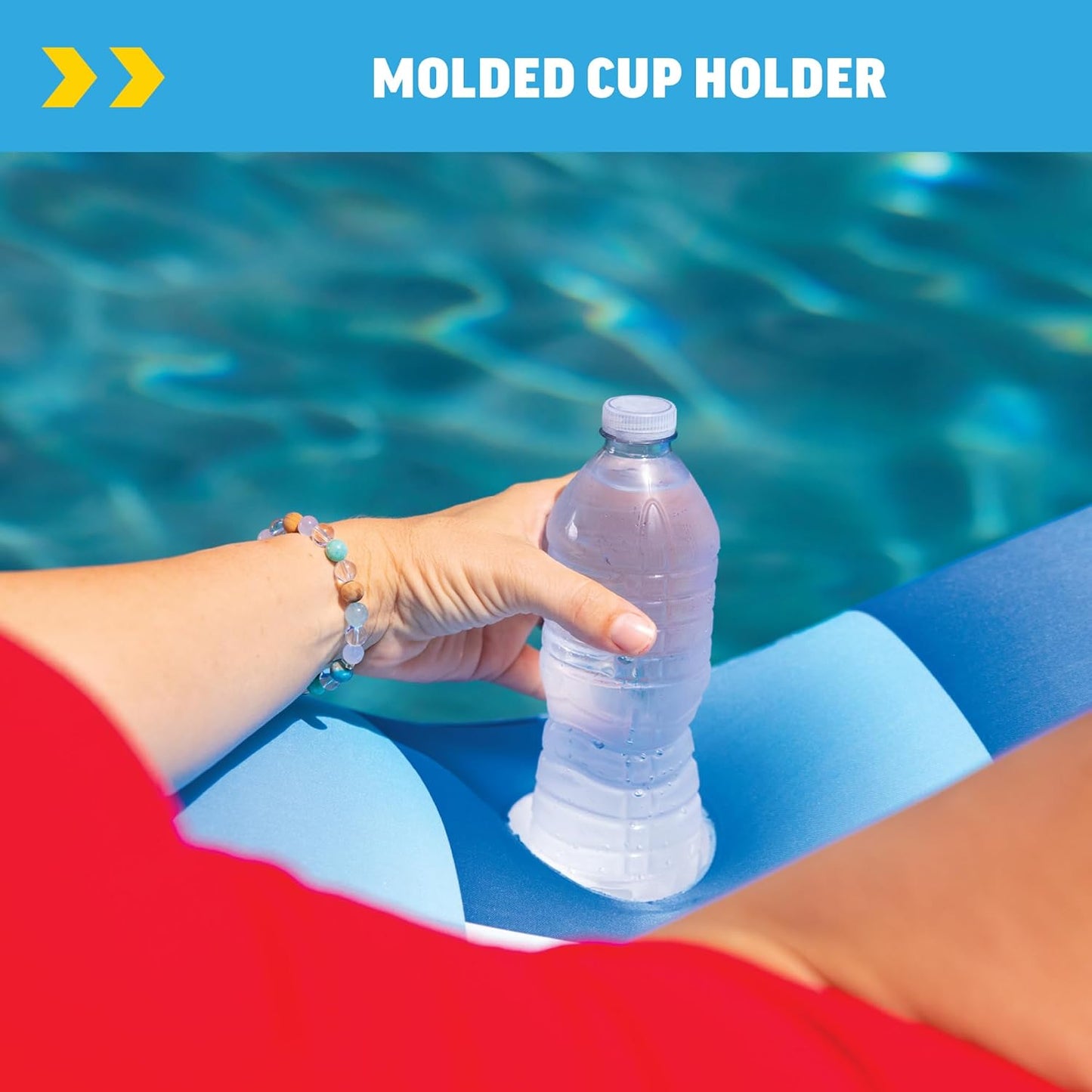 WOW Sports Inflatable Chaise Lounge - 68 x 36 in - Cup Holder - Pool & Lake Float for Adults