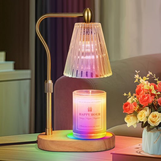 Dimmable Candle Warmer Lamp with RGB Mode & Timer, Electric Melting Lamps for Jar Candles, Wax Melt Warmers for Home Bedroom Decor (8 Colors LED Changing)
