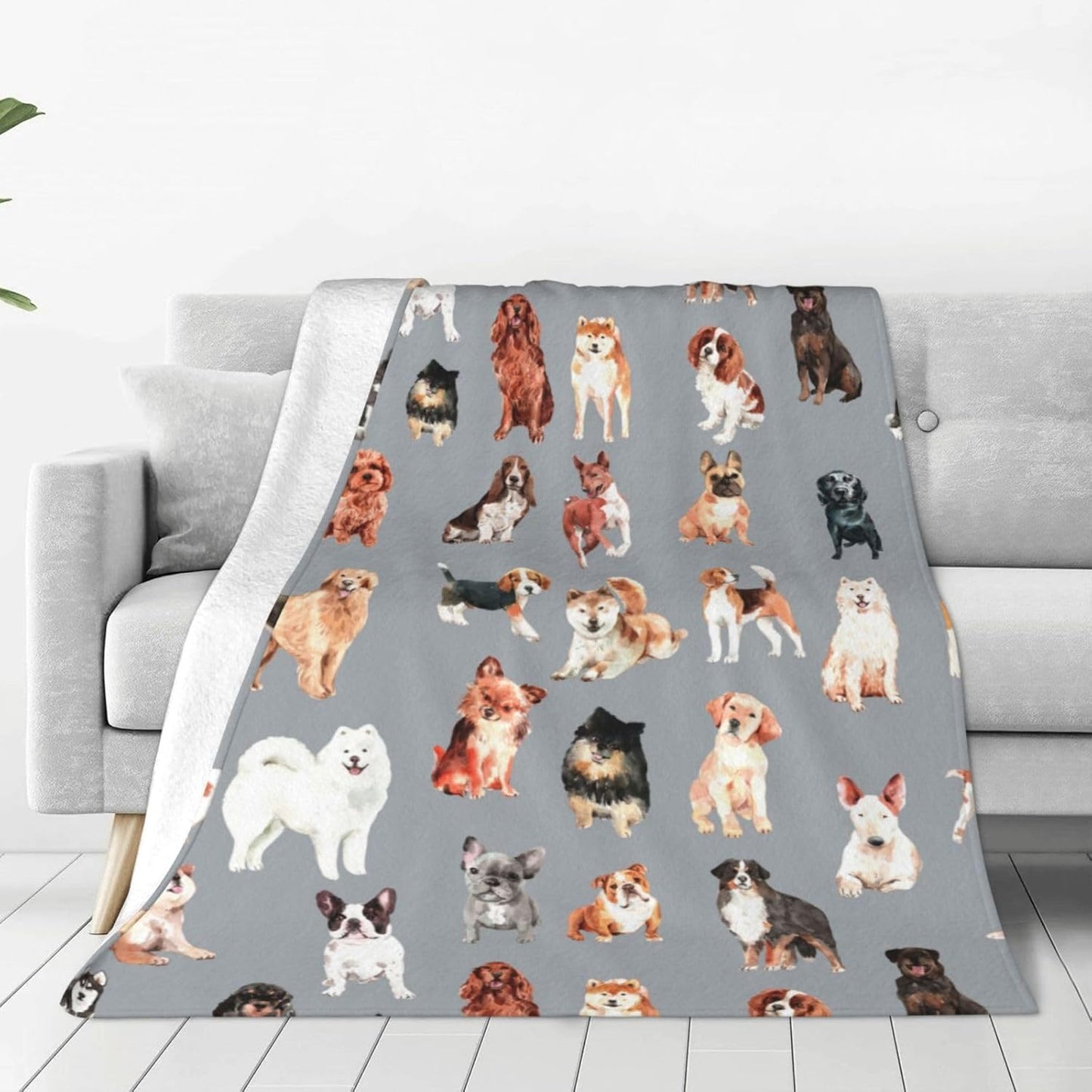 Cute Puppy Dog Throw Blanket Cozy Fluffy Plush Blanket Soft Flannel Throw Blanket for Kids Men Women Gift Sofa Bed Couch 50"x40" Christmas