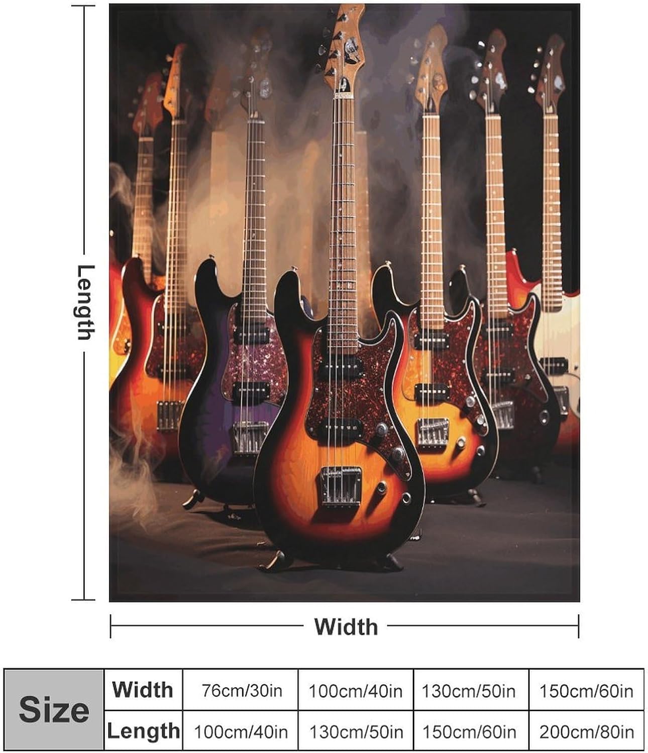 Cool Electric Guitar Blanket Chunky Fluffy Fuzzy Bed Blankets Cozy Soft Warm Winter Blankets Anti-Pilling Flannel Throw Blanket for Couch Living Room Bedroom Multiple Size