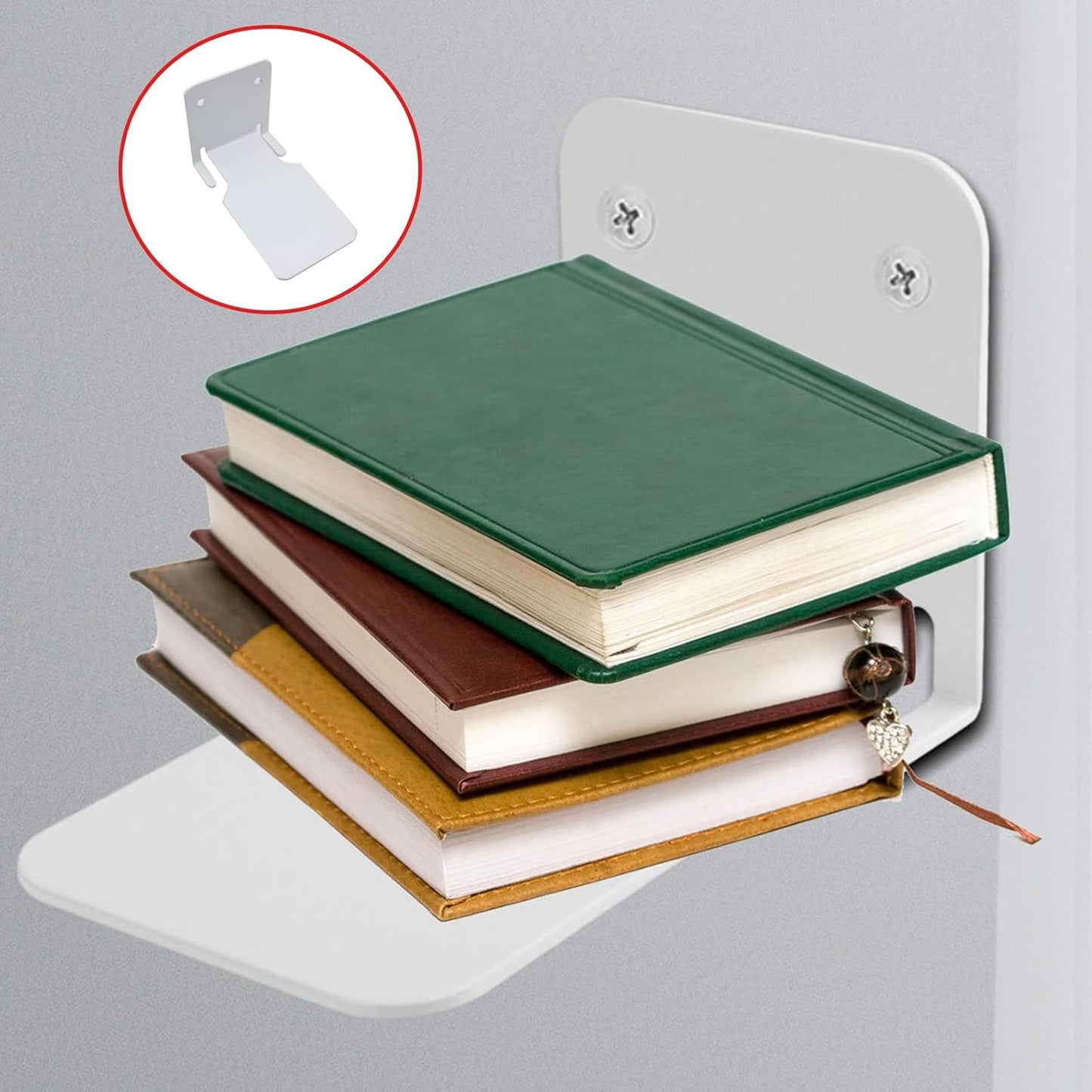 2 Pcs Invisible Floating Bookshelves Heavy Duty Floating Book Shelves for Wall Carbon Steel Hidden Bookshelf for Bedroom Living Room Office