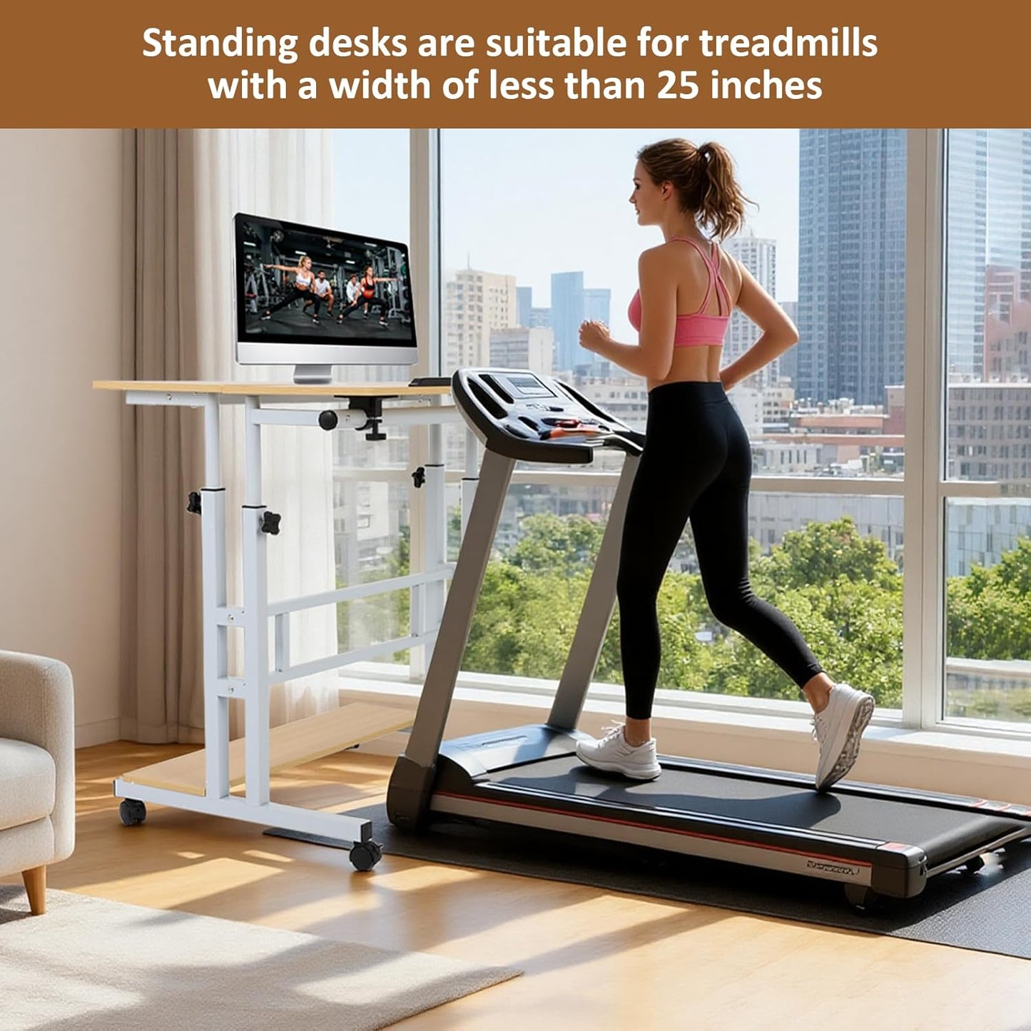 FAHKNS Small Standing Desk, Adjustable Height Portable Standing Desk with Wheels, Mobile Stand Up Desk for Home Reading Desk and Office Work