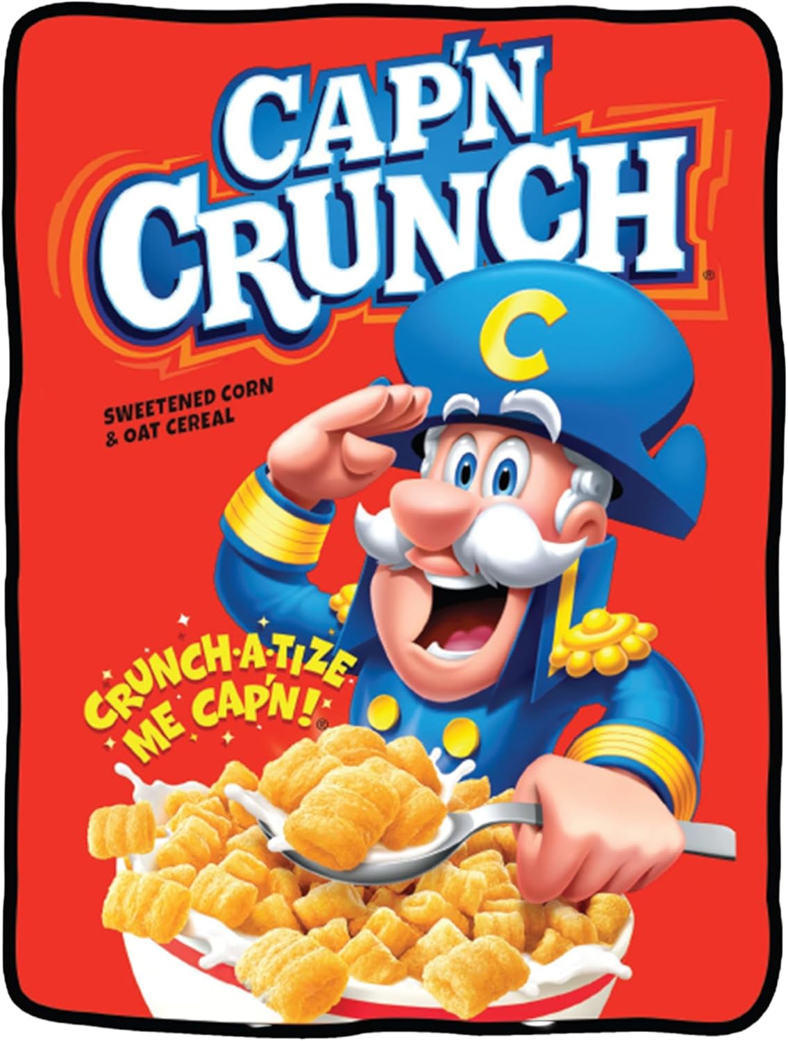 Surreal Entertainment Cap'n Crunch Cereal Blanket | Captain Crunch Blanket | Cap'n Plush Blankets | Captain Cereal Fleece Throw | Retro Throw Blankets | 45 X 60 Inches | Officially Licensed