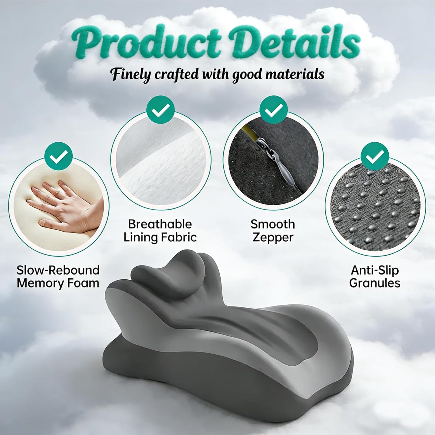 Adjustable Intimacy & Pregnancy Support Pillow - Ergonomic Foam Wedge Cushion for Back Pain, Sitting, Lying, Multi-Position with Removable Washable Cover (Dark Gray)