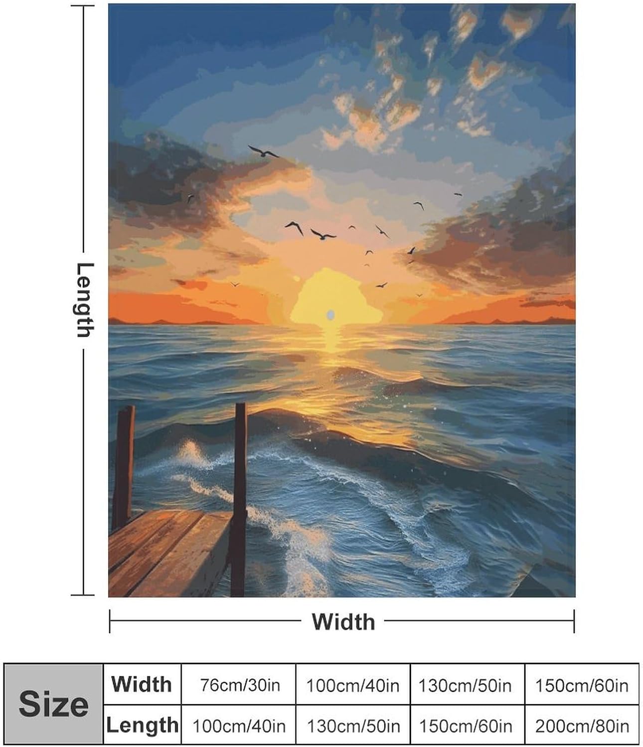 Sunset Sea Blanket Super Soft Lightweight Throw Blanket Cute Cozy Warm Bed Blanket Decorative Fuzzy Blanket All-Season Home Decor Gift for Sofa Couch Living Room 30"*40"（76 * 100cm）