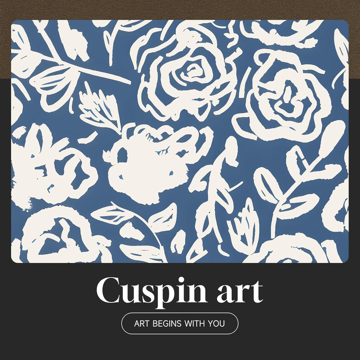 Framed Blue Matisse Wall Art for Room Decor, 3 Piece Botanical Artwork for Walls, Vintage Blue and White Plant Canvas Print, William Morris Painting Picture for Bedroom Living Room Hallway, 12x16 Inch