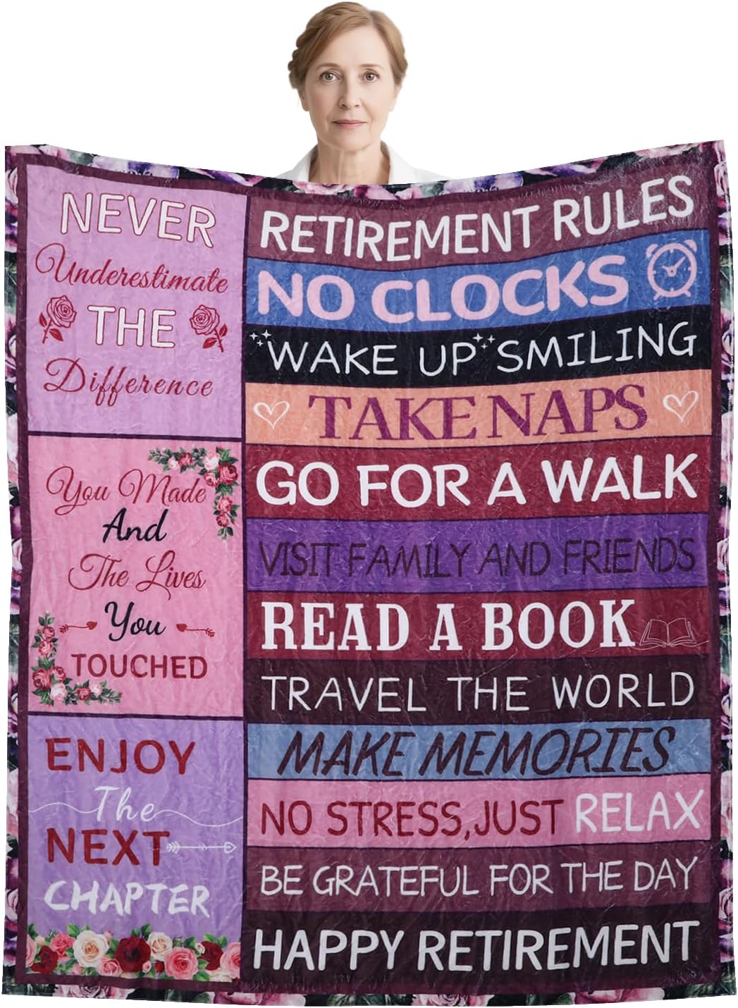 Happy Retirement Gift for Woman 2026 Retirement Blanket 60"X50", Funny Retired Gifts for Women Mom Coworkers Nurse Teacher Retirees, Goodbye Gifts for Coworkers