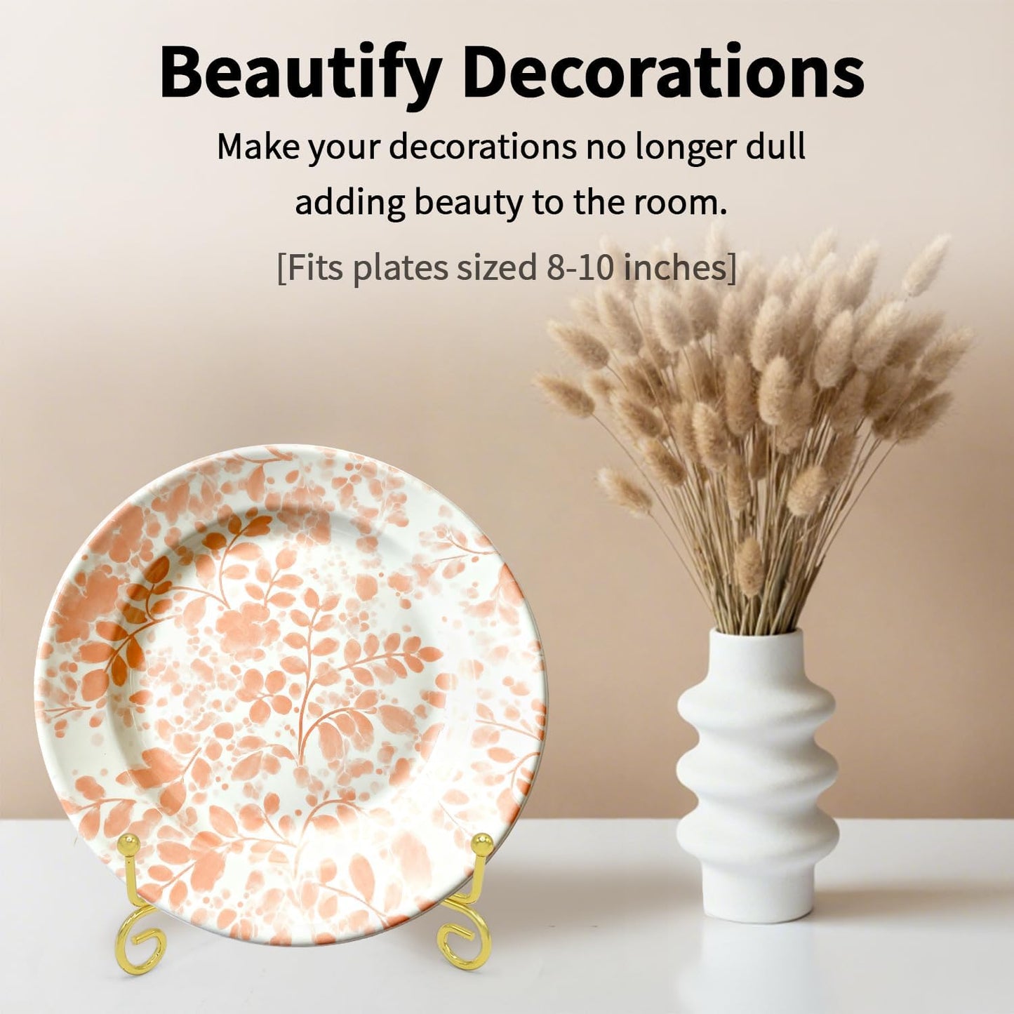 Iron Plate Stands for Display, Foldable Book Holder & Easel Stand for Sign, Versatile Poster Stand and Small Plate Stand for Home Decor, Art, Photo Frame, Card, Crystal Display (Gold, 8 inch (4Pcs))