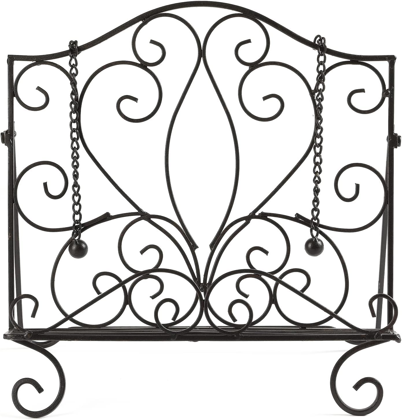 Metal Cookbook Holder Recipe Book Stand for Kitchen, Vintage Scrollwork