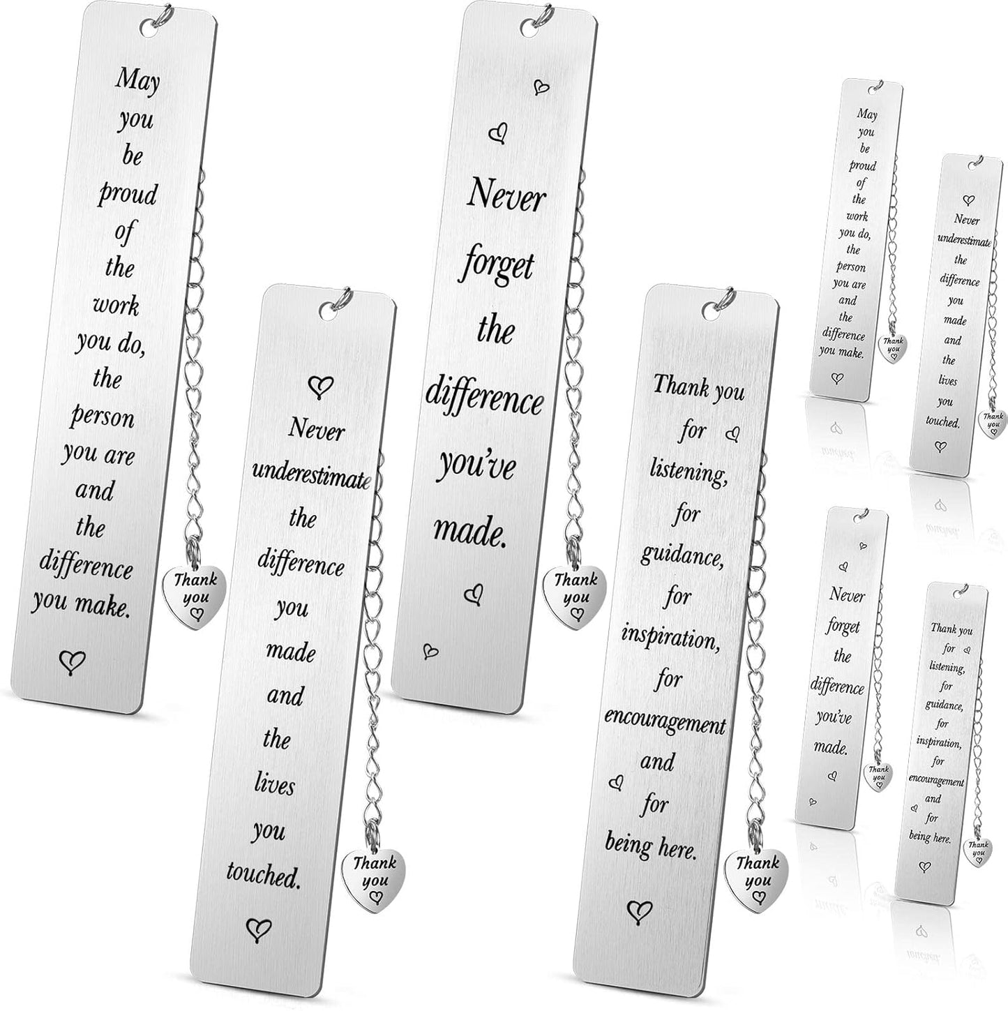 Ferraycle 8 Pcs Metal Bookmark Bulk Teacher Appreciation Gifts Never Forget The Difference You Make Bookmark for Friends Teacher Classmate Book Lovers Valentine's Day Gifts