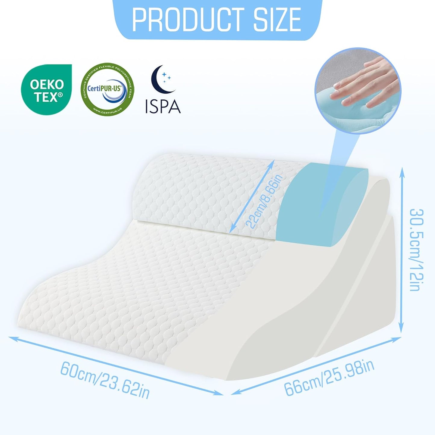 3PCS Bed Wedge Pillow for Sleeping, 20-in-1 Adjustable Memory Foam Pillow Wedge for Back Leg Pain Relief, 23" Wide Wedge Pillow for After Surgery, Acid Reflux, Snoring, Back Pain