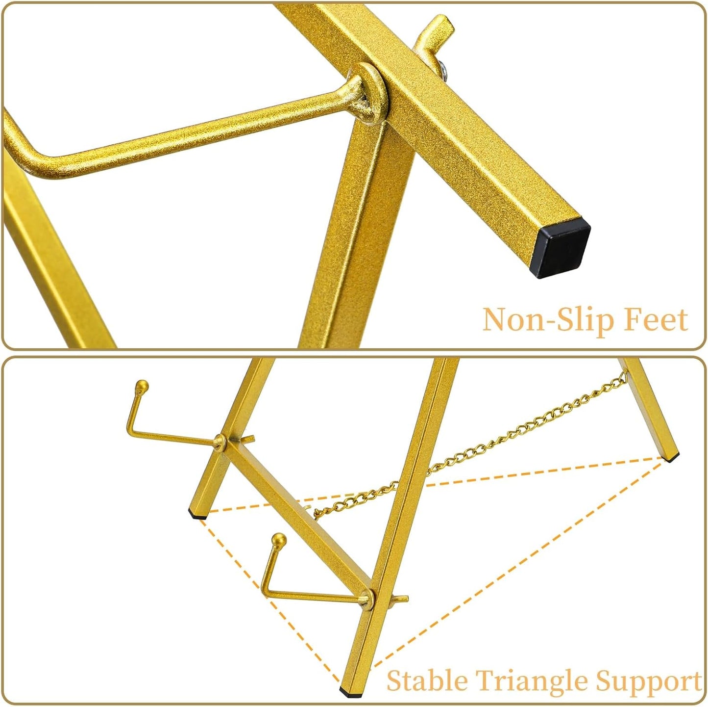 Gold Tabletop Easel Stand, 16.5" Metal Picture Art Stand, Tripod Mirror Plate Stand Holder, Freestanding Easel Stand for Wedding Sign, Display Photo, Collectibles