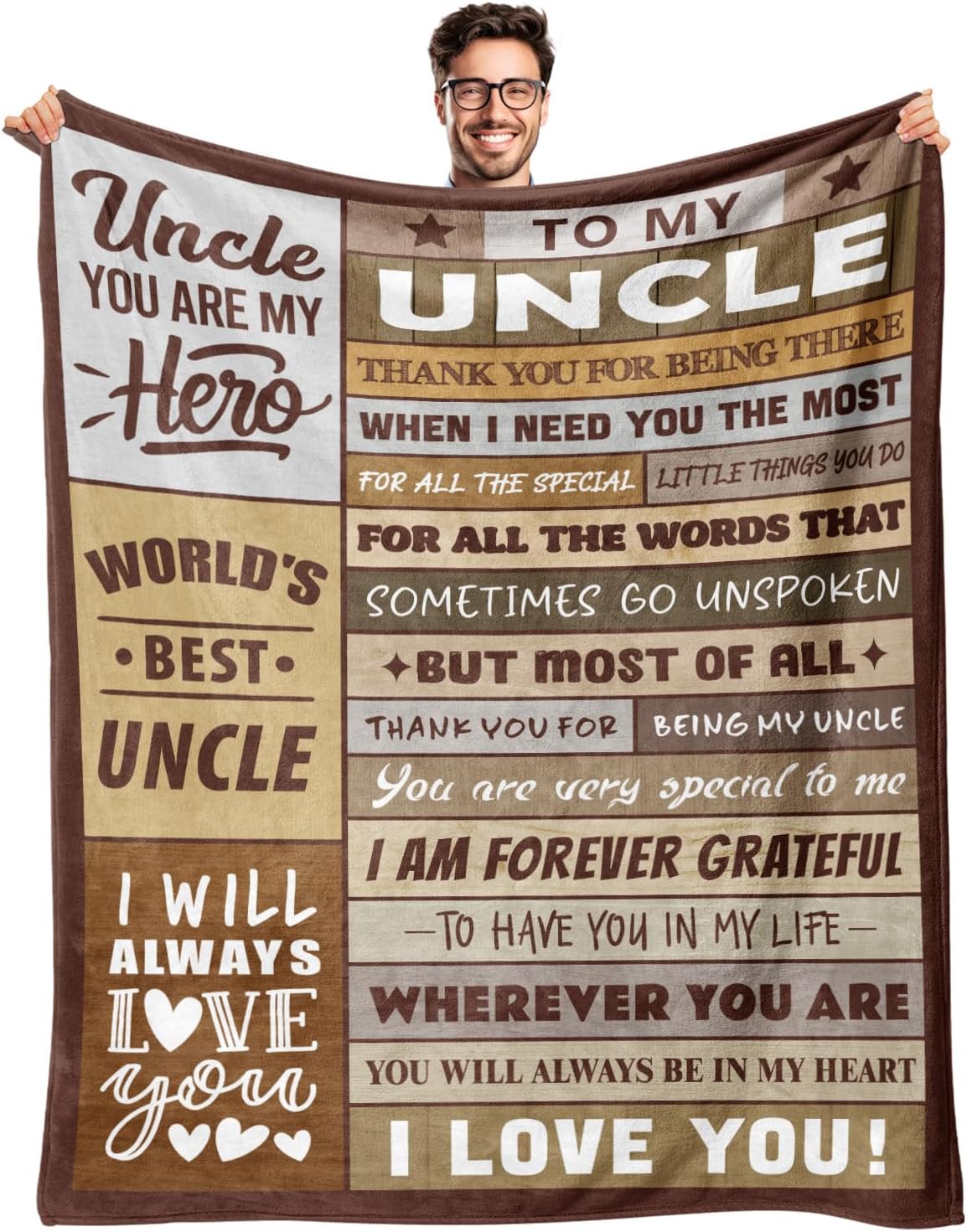 Uncle Gifts from Niece & Nephew - Uncle Birthday Gifts Ideas - Best Uncle Ever Gift for Christmas - Funny Uncle Gifts - to My Uncle's Soft Flannel Throw Blanket 60" x 80"