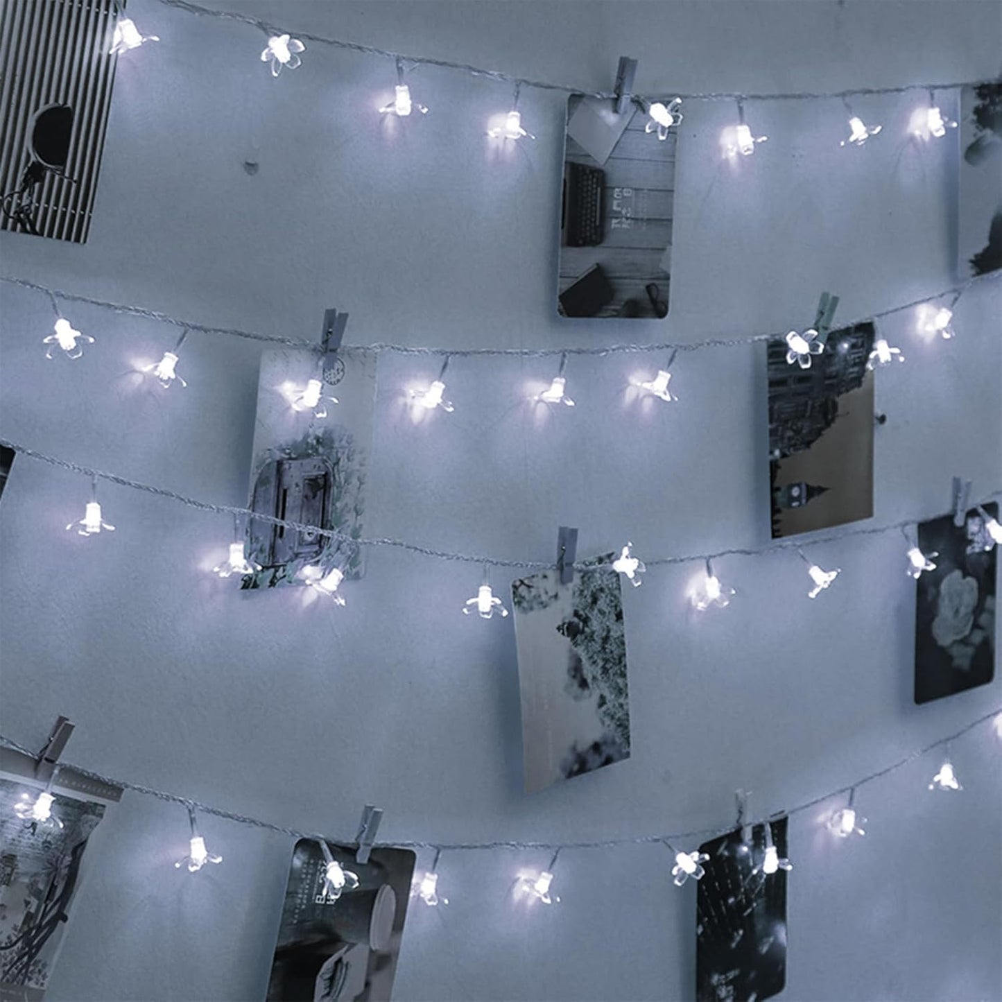 Fairy Cool White Flower String Lights, 33ft 100 LED Plug in 8 Lighting Mode Cherry Blossom Indoor Wall Ceiling Window Decorations, Aesthetic Lamp Decor for Christmas Holiday Easter Bed Room