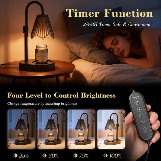 Candle Warmer Lamp with Timer & Dimmable 4-Level Brightness - Adjustable Height,for New Home Bedroom, Gifts for Women (Black2)