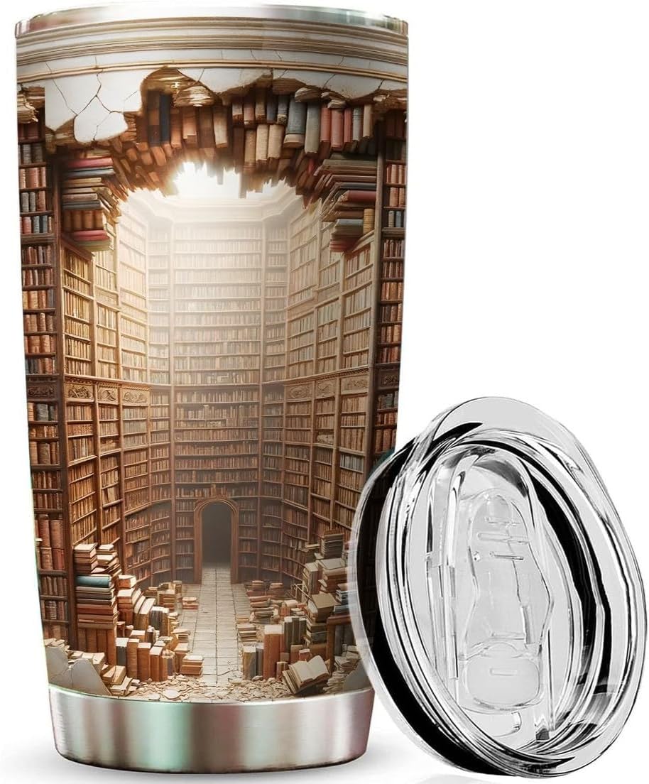 2IMT Bookshelf Mug Book Lovers Gifts For Books Lovers Women Bookshelf Tumbler - Books Coffee Mug Bookish Gifts For Readers Librarian Gift For Men Library Tumbler 20Oz Reading Lovers Gift For Women