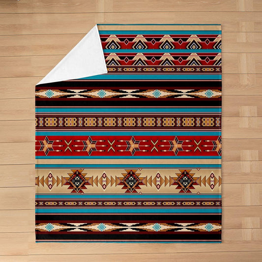 Erosebridal Aztec Throw Blanket, Ethnic Tribal Arrow Flannel Fleece, Southwestern Native Bohemian Sherpa, Western Star Soft Cozy Bed Couch Blanket, Red, Blue, Dark Brown, 50 x 60 inches