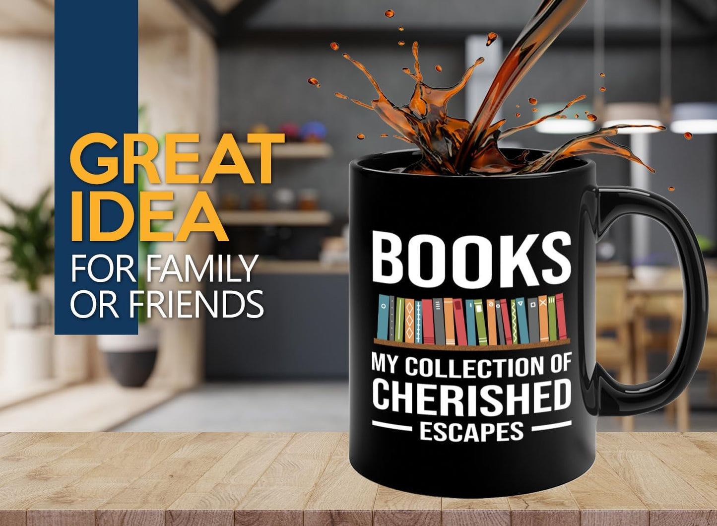 Book Lover Coffee Mug 11oz Black -Cherished Escapes - Writer Editor Bookish Librarian Bibliophile Bookish Grammar Philosophers