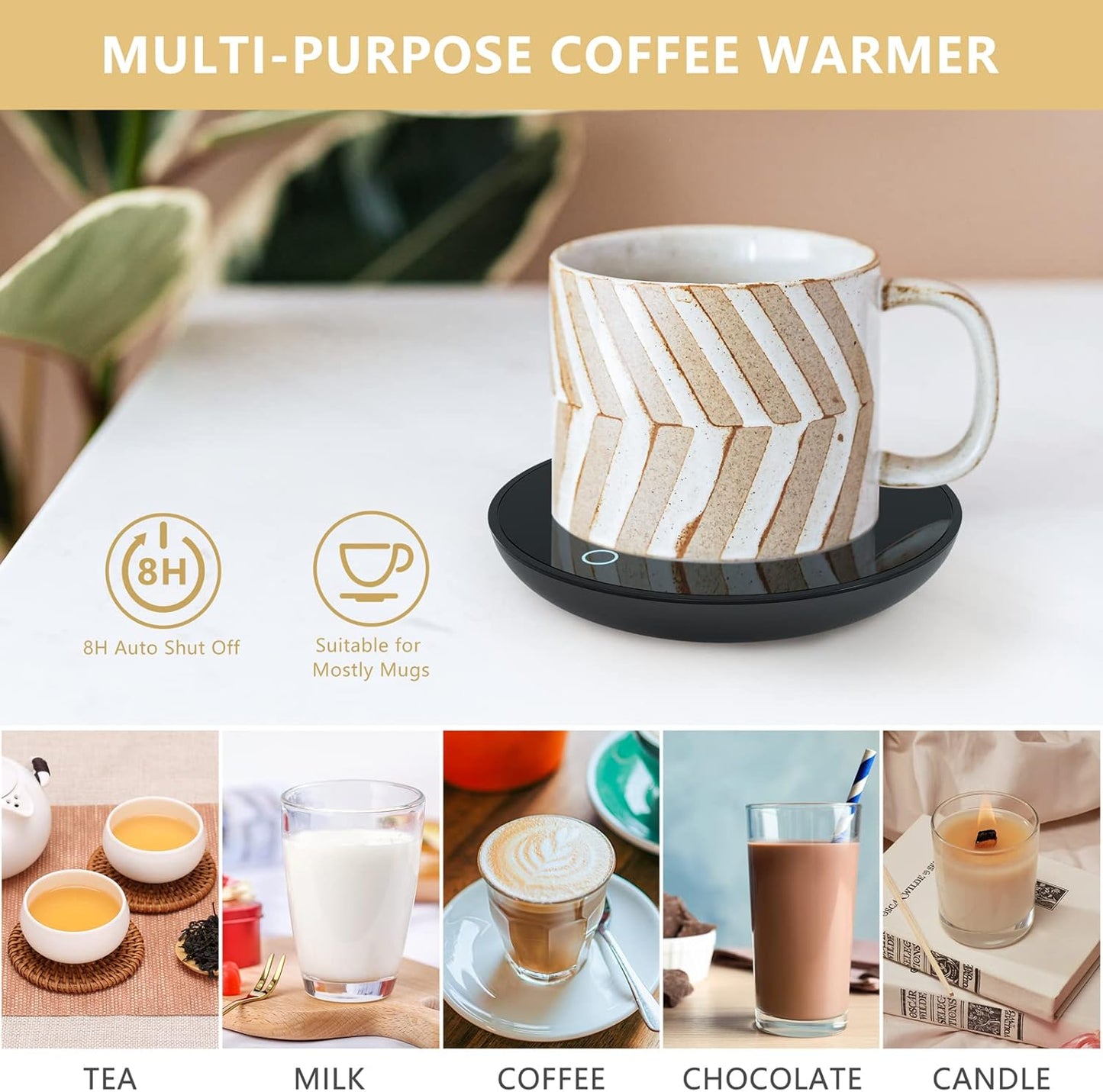 Mug & Tea Warmer - 2 Temp. Settings, Portable, Beverage Warmer for Office & Desk