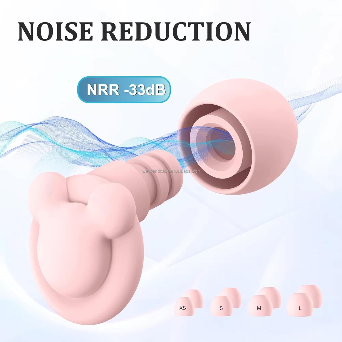 Ear Plugs for Sleeping Noise Reduction, 33dB Noise Cancelling, Hearing Protection Ear Plugs for Sleep, snoring, Study, Super Soft with 8 Ear Tips in XS/S/M/L (PURPULE, One Size)