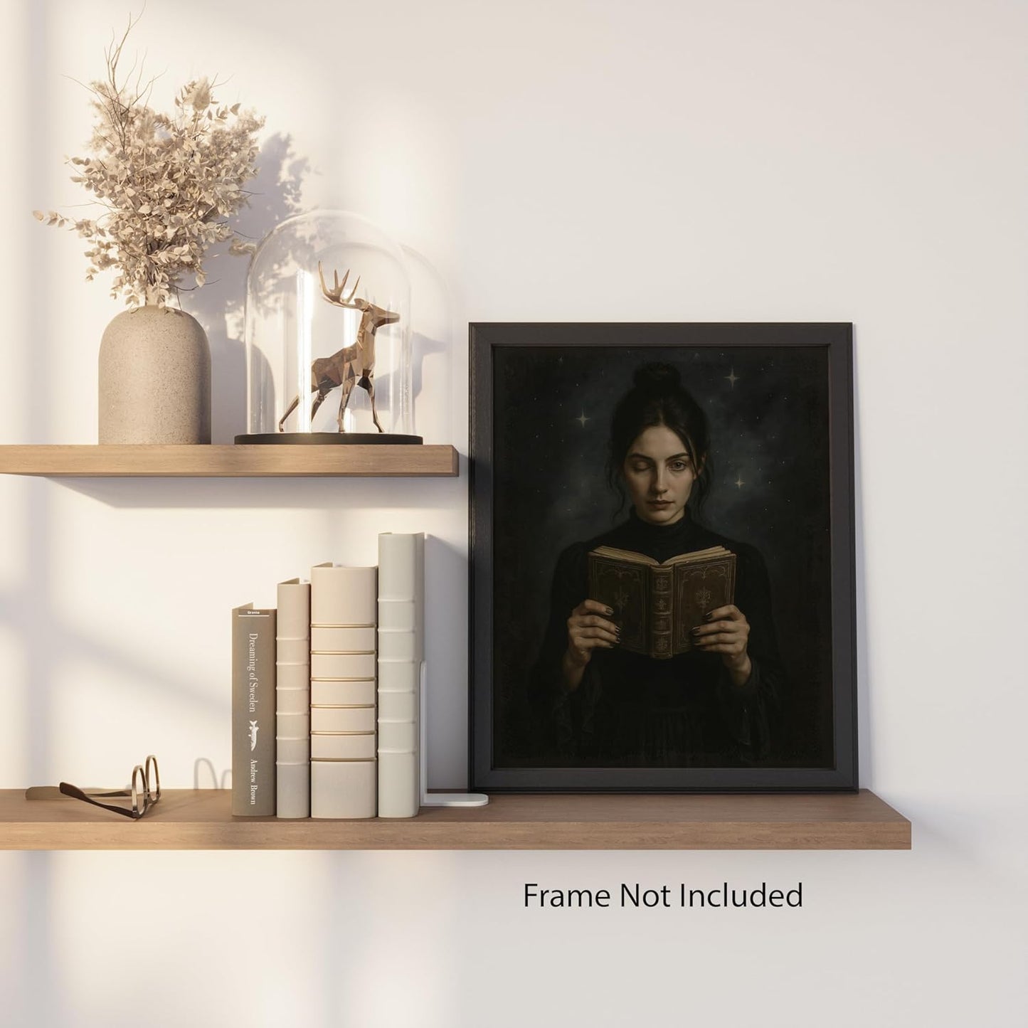 ZUKIY Gothic Reader in Shadows - Gothic Wall Art - Dark Academia Poster - Decor Wall - Artwork - Art Print - Unframed 8x10 Poster for Bedroom Office Library Studio